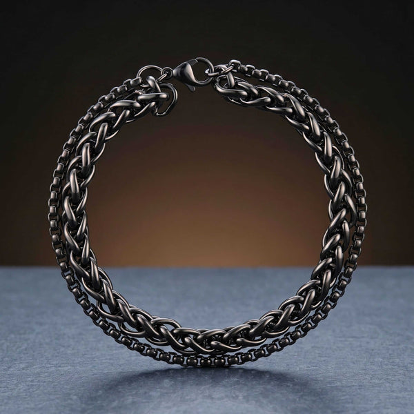 SHADOW FUSION - 8mm Titanium Steel Bracelet with Lobster Clasp for Men & Boy 8 inch