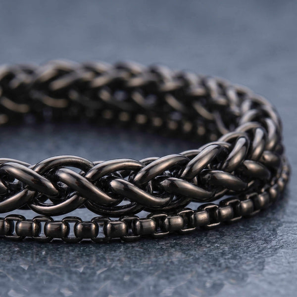 SHADOW FUSION - 8mm Titanium Steel Bracelet with Lobster Clasp for Men & Boy 8 inch