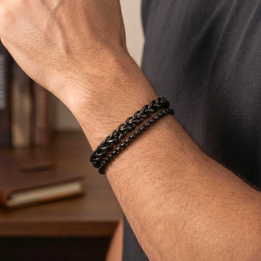 SHADOW FUSION - 8mm Titanium Steel Bracelet with Lobster Clasp for Men & Boy 8 inch - THE MEN THING