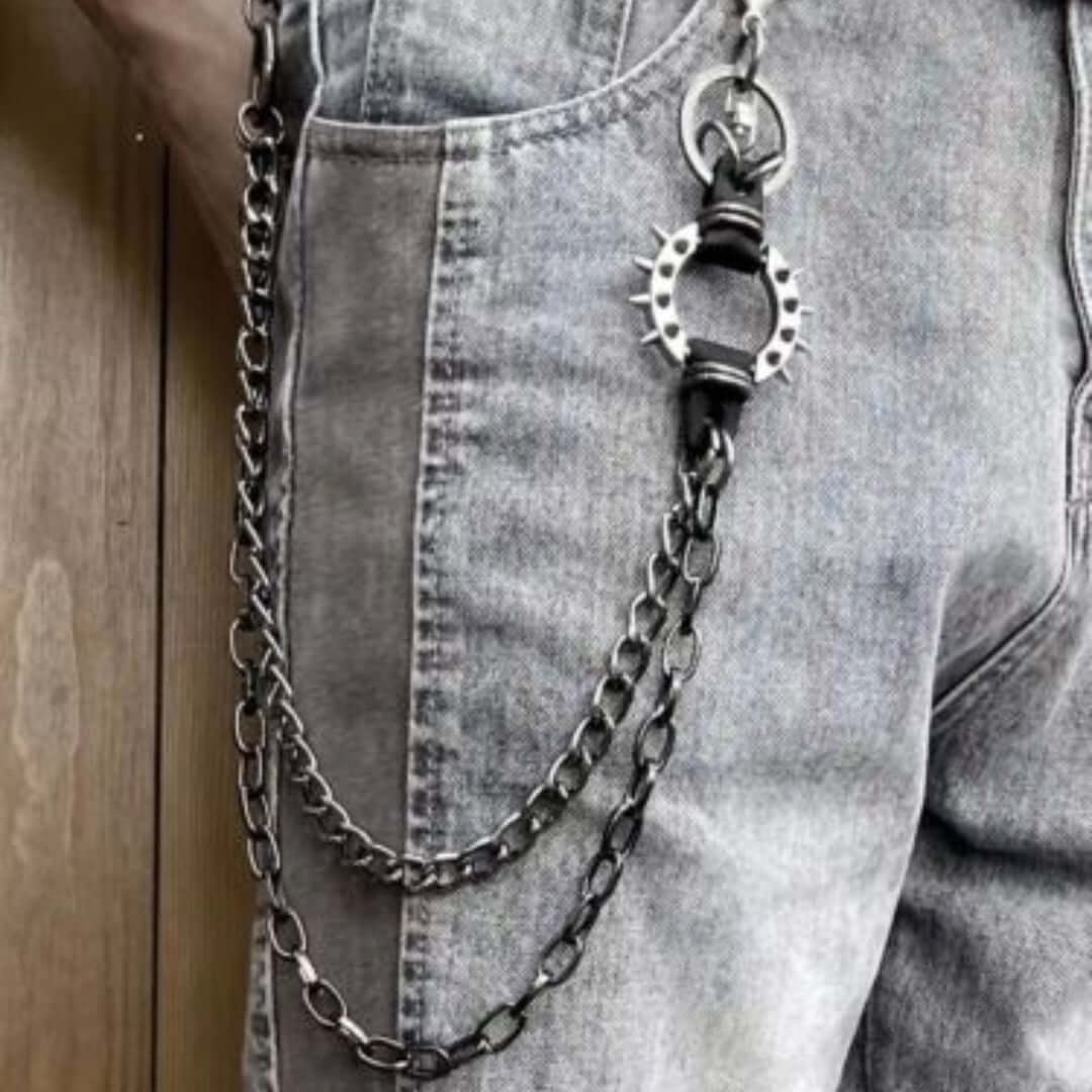 SHADOW LINK CHAIN BLACK - Alloy Wallet Biker Chain for Jeans with Lobster Clasps for Men & Boys - "22.5"inch - THE MEN THING