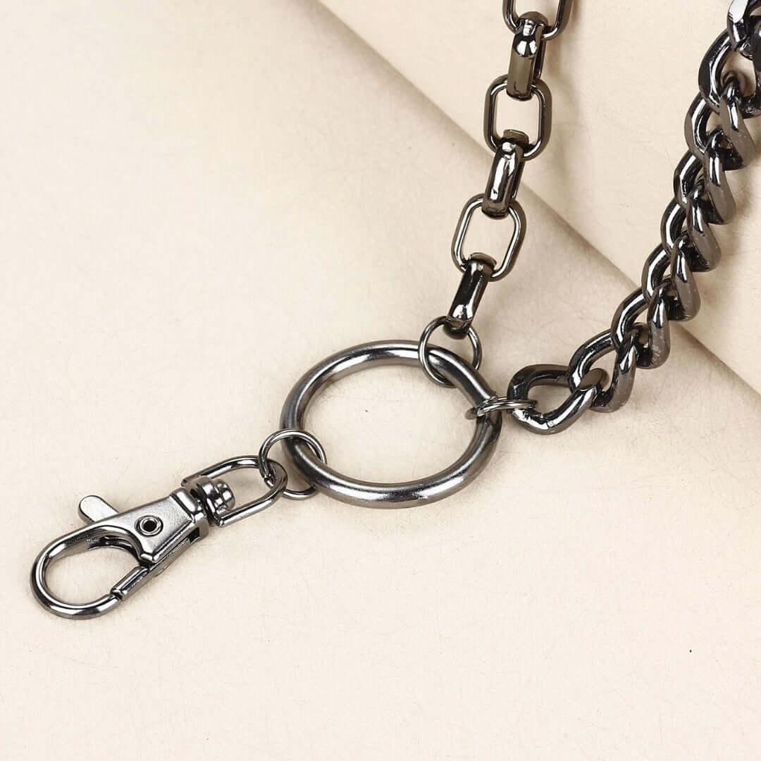 SHADOW LINK CHAIN BLACK - Alloy Wallet Biker Chain for Jeans with Lobster Clasps for Men & Boys - "22.5"inch - THE MEN THING