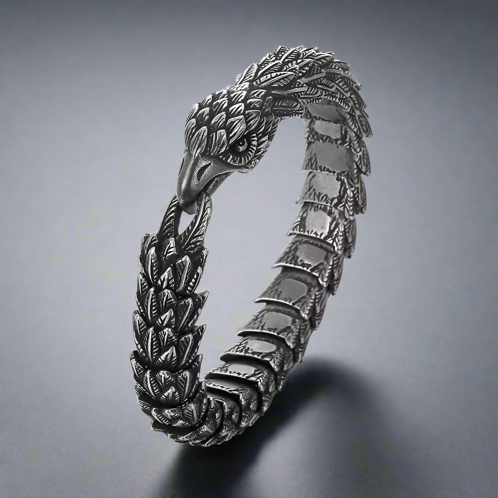 SHADOW SCALE EAGLE-HEAD - 14mm Pure Titanium Steel Bracelet for Men & Boy (8inch) - THE MEN THING