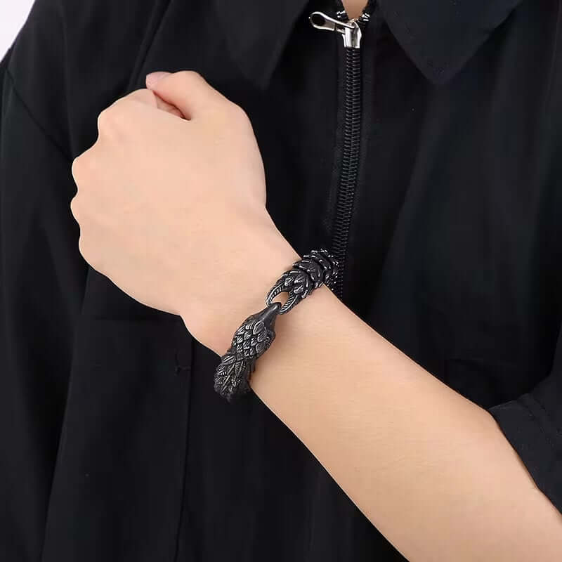 SHADOW SCALE EAGLE-HEAD - 14mm Pure Titanium Steel Bracelet for Men & Boy (8inch) - THE MEN THING