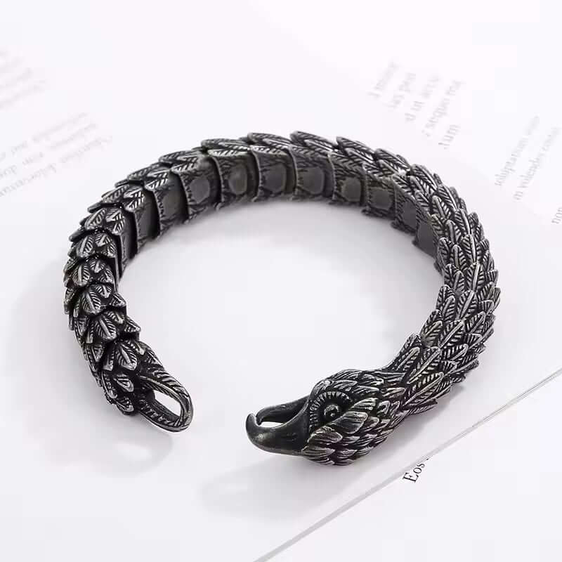 SHADOW SCALE EAGLE-HEAD - 14mm Pure Titanium Steel Bracelet for Men & Boy (8inch) - THE MEN THING
