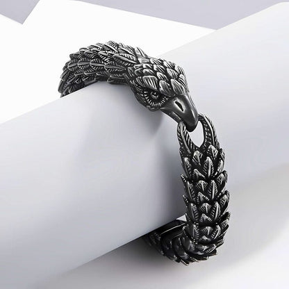 SHADOW SCALE EAGLE-HEAD - 14mm Pure Titanium Steel Bracelet for Men & Boy (8inch) - THE MEN THING