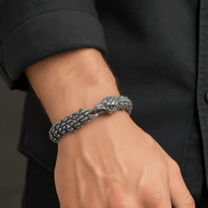 SHADOW SCALE EAGLE-HEAD - 14mm Pure Titanium Steel Bracelet for Men & Boy (8inch) - THE MEN THING