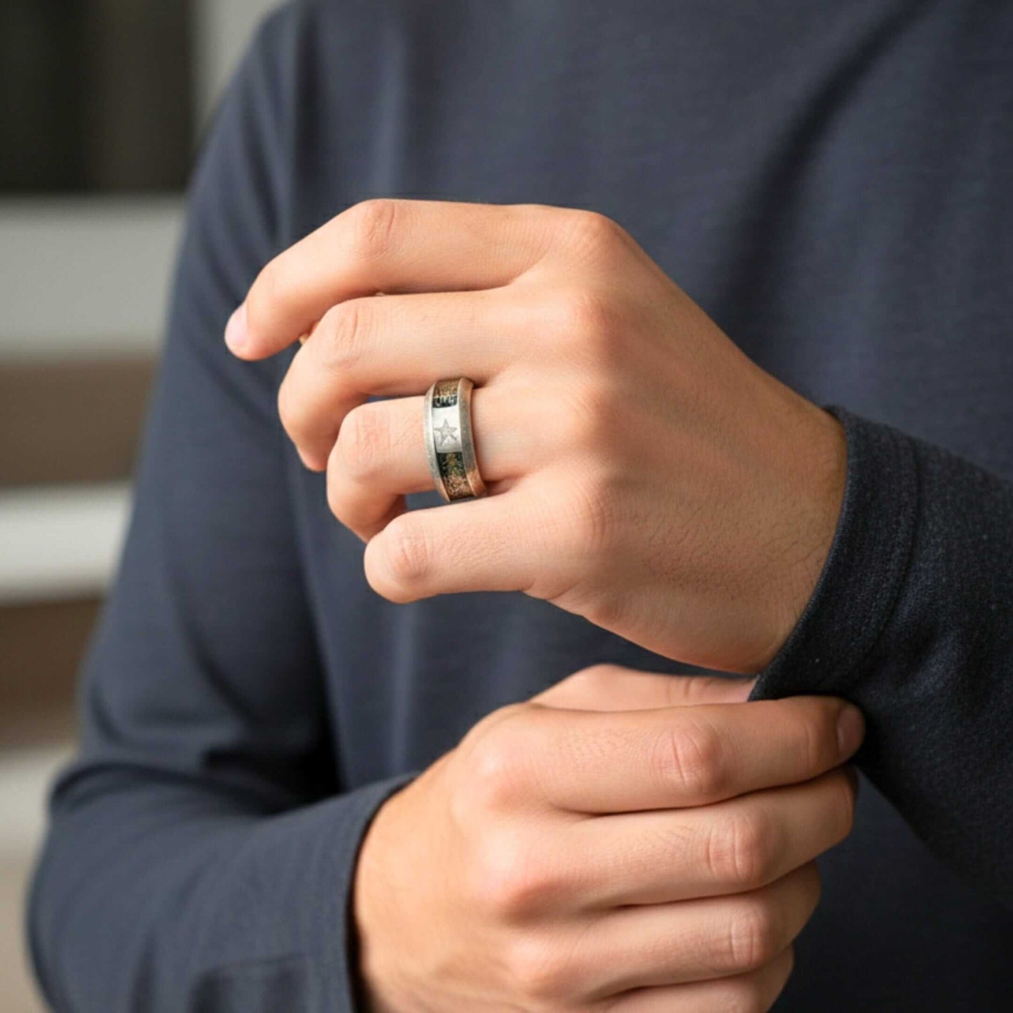 SHADOW SIGMA - STEEL - Pure Stainless Steel Men’s Steel - Plated Ring (Size : 26) — Rings for Men | THE MEN THING