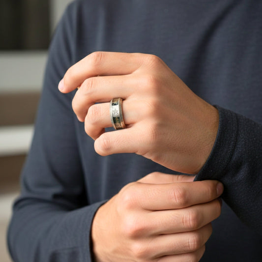 SHADOW SIGMA  - STEEL - Pure Stainless Steel Men’s Steel - Plated Ring (Size : 26) - THE MEN THING