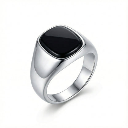 SHADOW SIGNET - Pure Stainless Steel Men’s Steel Plated Ring (Size : 17-21 ) - THE MEN THING