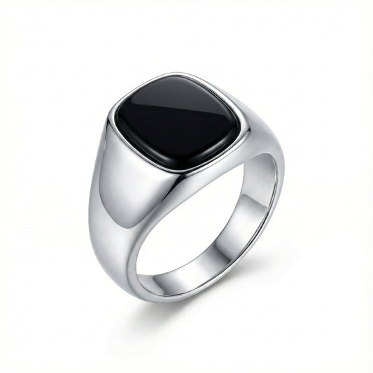 SHADOW SIGNET - Pure Stainless Steel Men’s Steel Plated Ring (Size : 17-21 ) - THE MEN THING