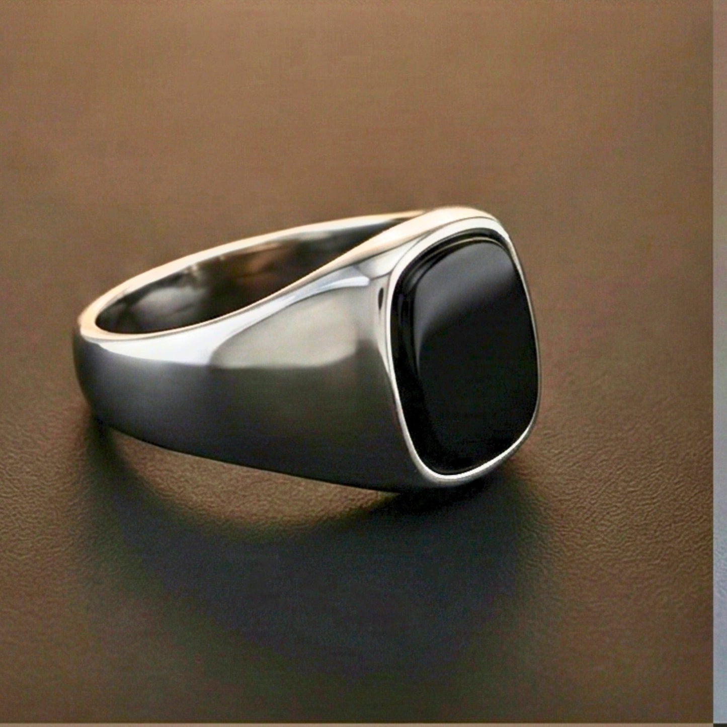 SHADOW SIGNET - Pure Stainless Steel Men’s Steel Plated Ring (Size : 17-21 ) - THE MEN THING