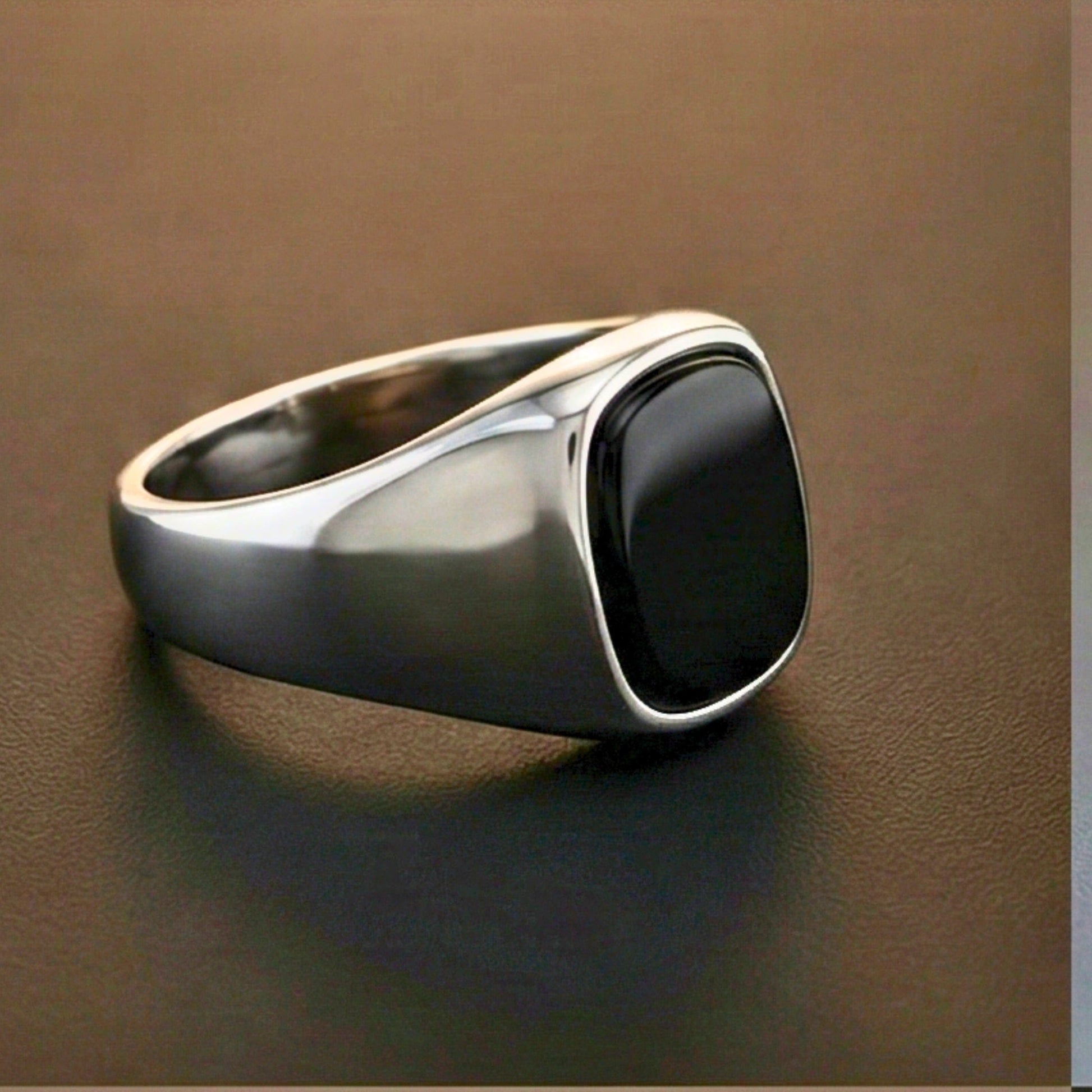 SHADOW SIGNET - Pure Stainless Steel Men’s Steel Plated Ring (Size : 17-21 ) - THE MEN THING