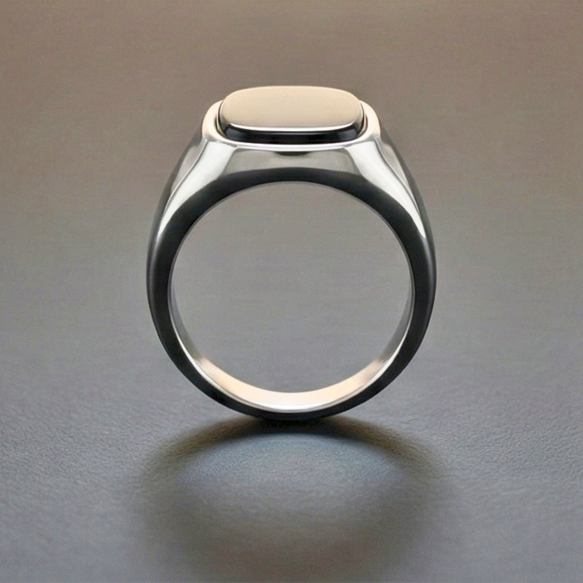 SHADOW SIGNET - Pure Stainless Steel Men’s Steel Plated Ring (Size : 17-21 ) - THE MEN THING