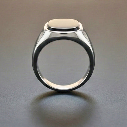 SHADOW SIGNET - Pure Stainless Steel Men’s Steel Plated Ring (Size : 17-21 ) - THE MEN THING