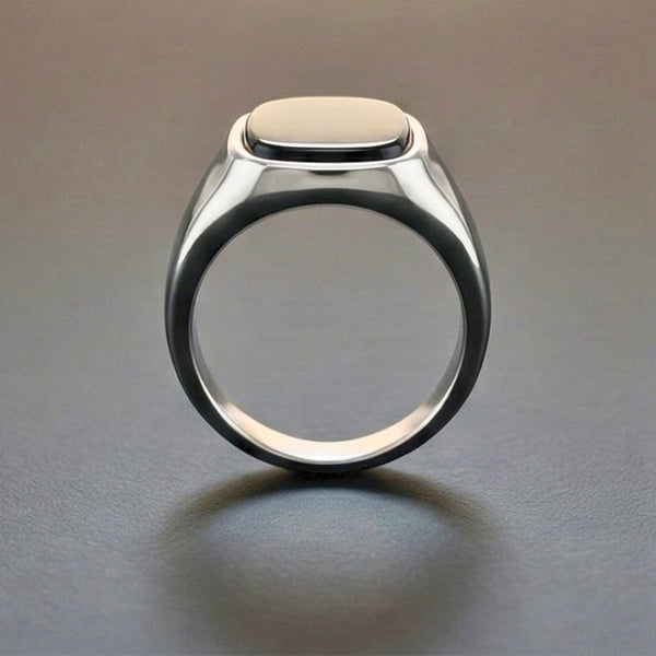 SHADOW SIGNET - Pure Stainless Steel Men’s Steel Plated Ring (Size : 17-21 )