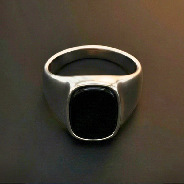 SHADOW SIGNET - Pure Stainless Steel Men’s Steel Plated Ring (Size : 17-21 )