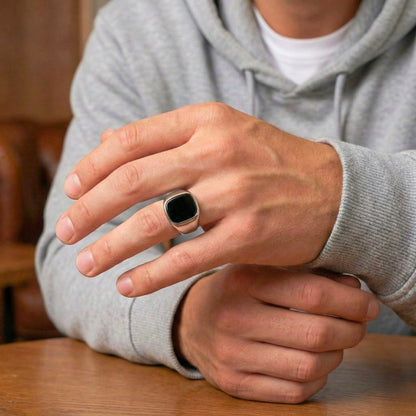 SHADOW SIGNET - Pure Stainless Steel Men’s Steel Plated Ring (Size : 17-21 ) - THE MEN THING