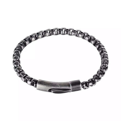 SHADOW SQUARE - 5mm Titanium Steel Antique Black Bracelet 9 inch for Men & Boys - THE MEN THING