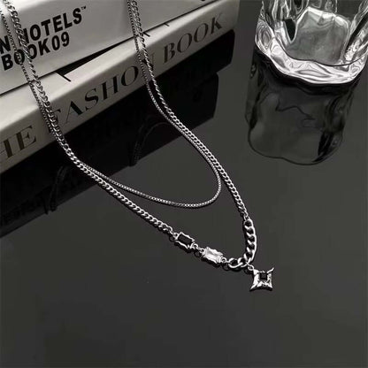 SHADOW STAR - 16mm Titanium Steel Pendant with 17 to 19inch Chain for Men & Boys with adjustable cable chain — SS Pendant/ Necklace for Men | THE MEN THING