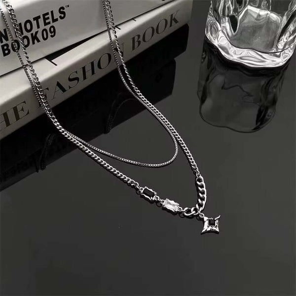 SHADOW STAR - 16mm Titanium Steel Pendant with 17 to 19inch Chain for Men & Boys with adjustable cable chain