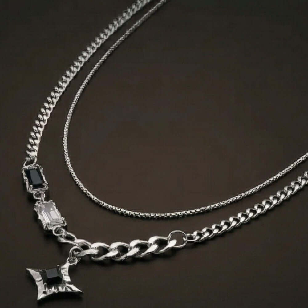 SHADOW STAR - 16mm Titanium Steel Pendant with 17 to 19inch Chain for Men & Boys with adjustable cable chain — SS Pendant/ Necklace for Men | THE MEN THING