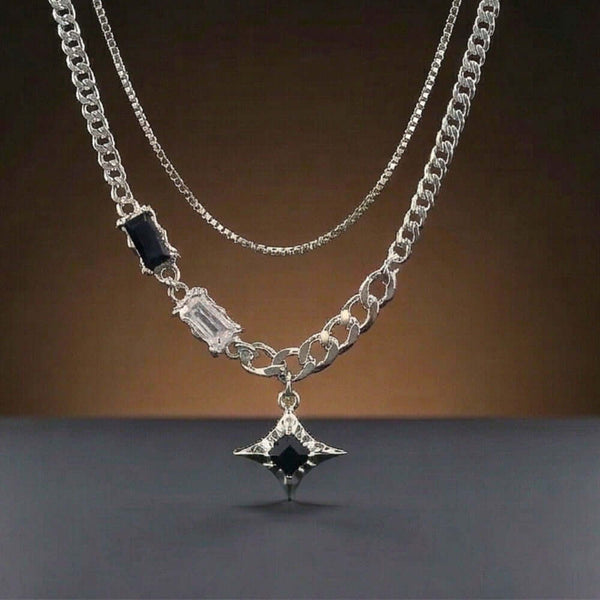 SHADOW STAR - 16mm Titanium Steel Pendant with 17 to 19inch Chain for Men & Boys with adjustable cable chain