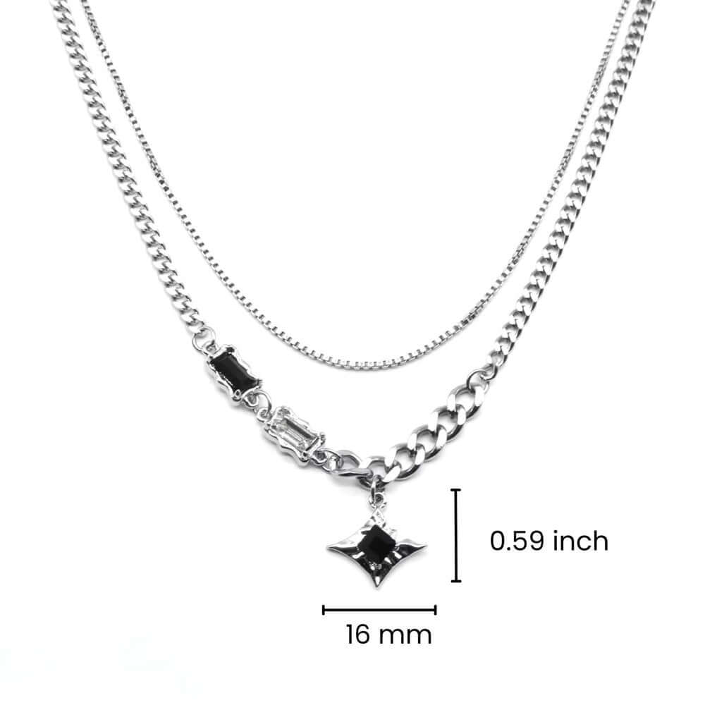 SHADOW STAR - 16mm Titanium Steel Pendant with 17 to 19inch Chain for Men & Boys with adjustable cable chain — SS Pendant/ Necklace for Men | THE MEN THING