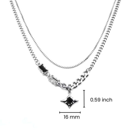 SHADOW STAR - 16mm Titanium Steel Pendant with 17 to 19inch Chain for Men & Boys with adjustable cable chain — SS Pendant/ Necklace for Men | THE MEN THING
