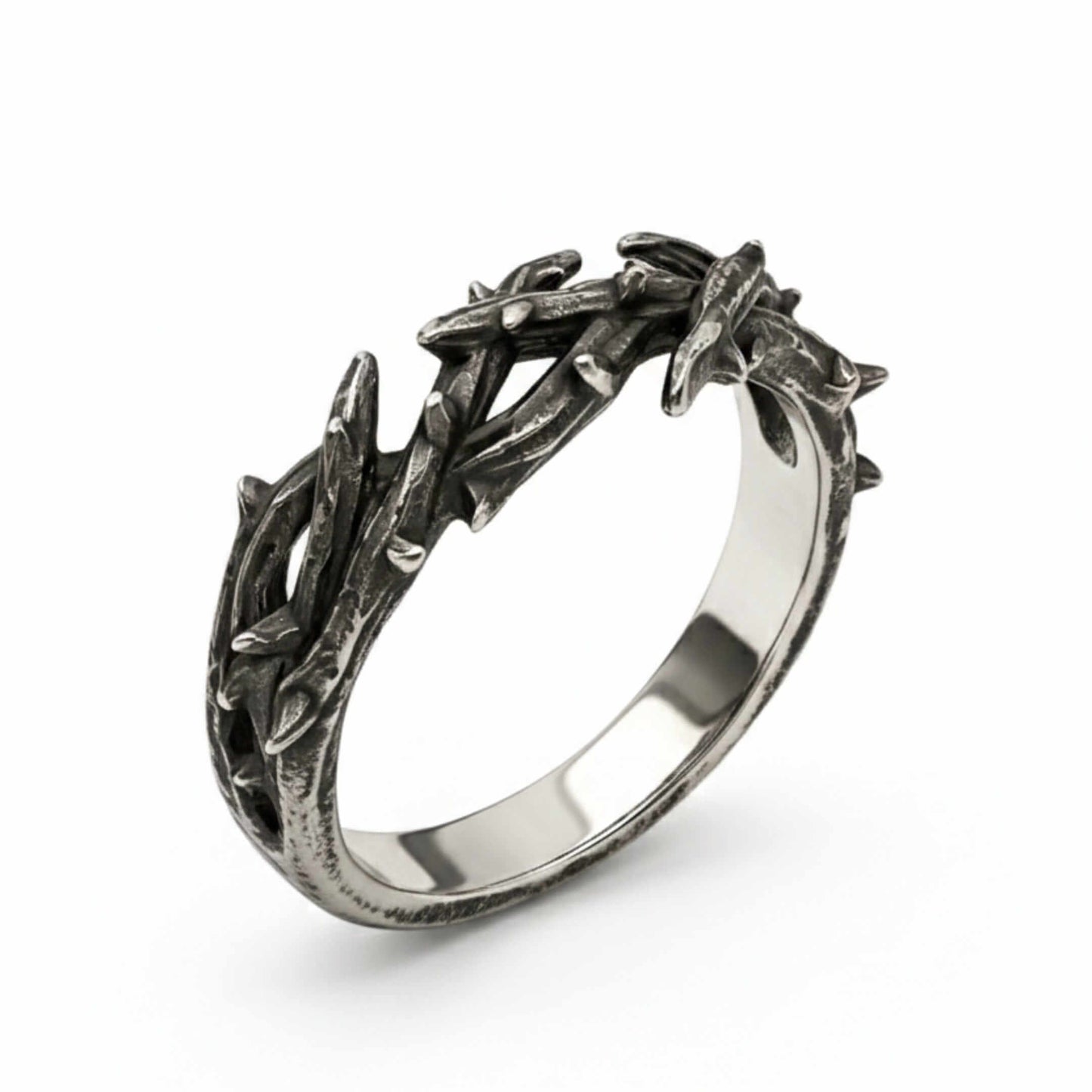 SHADOW THORN CROWN - Pure Stainless Steel Men’s Steel - Plated Ring (Size : 23) - THE MEN THING