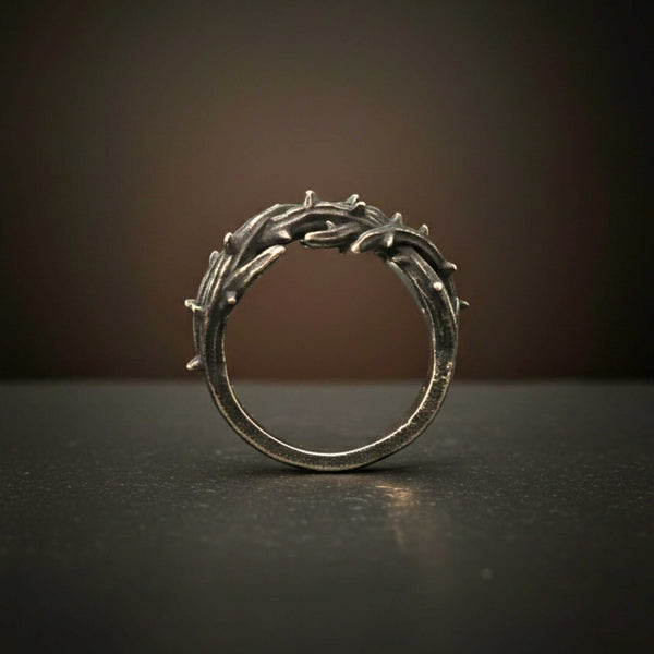 SHADOW THORN CROWN - Pure Stainless Steel Men’s Steel - Plated Ring (Size : 23)