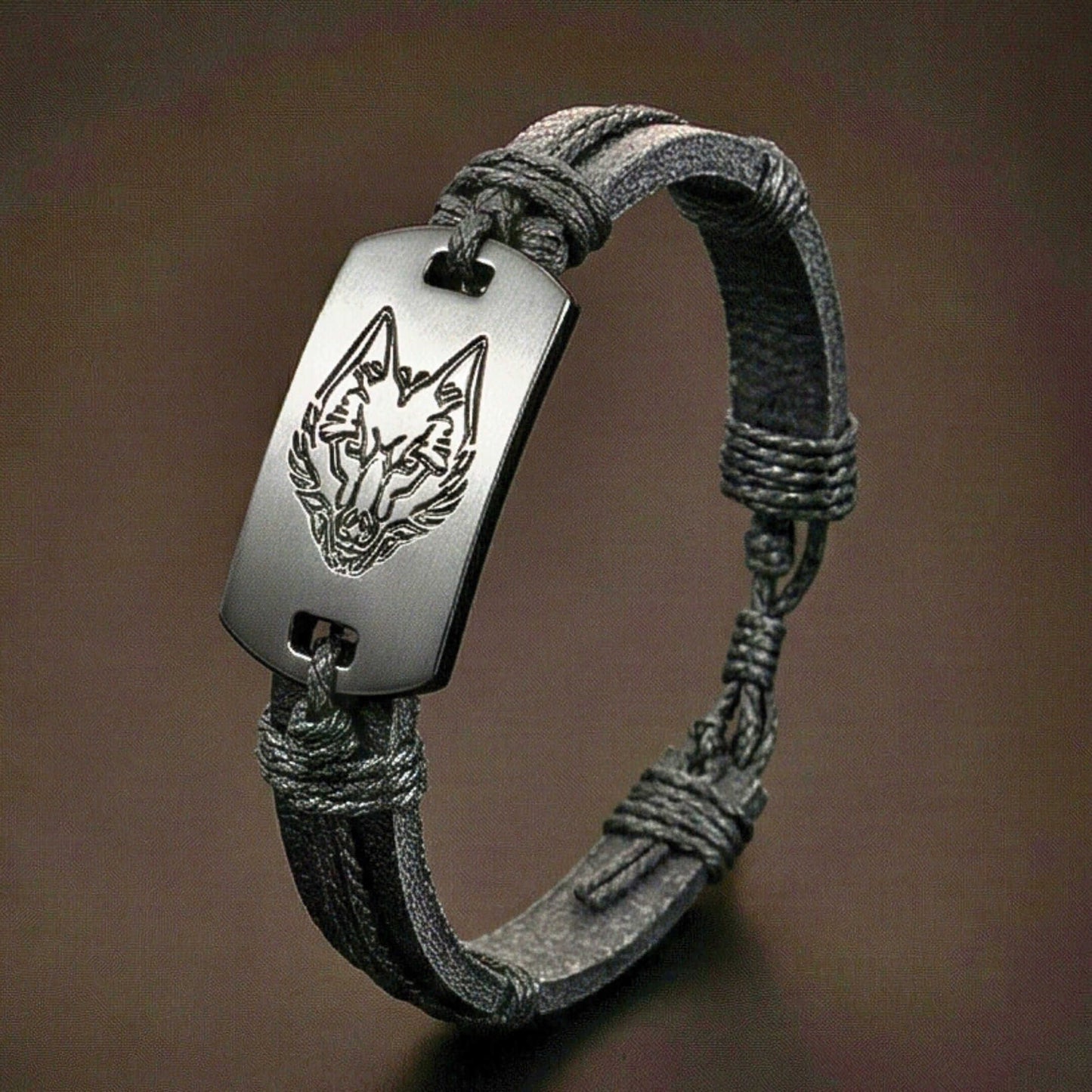 SHADOW WOLF - 22mm Genuine Leather Bracelet for Men & Boys (Adjustable) — Leather Bracelet for Men | THE MEN THING