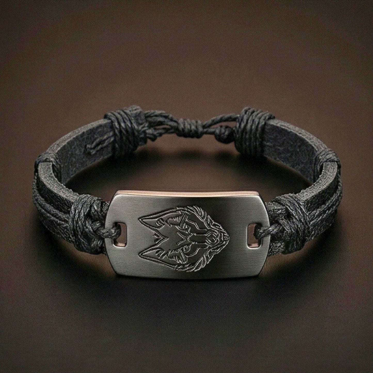 SHADOW WOLF - 22mm Genuine Leather Bracelet for Men & Boys (Adjustable) — Leather Bracelet for Men | THE MEN THING