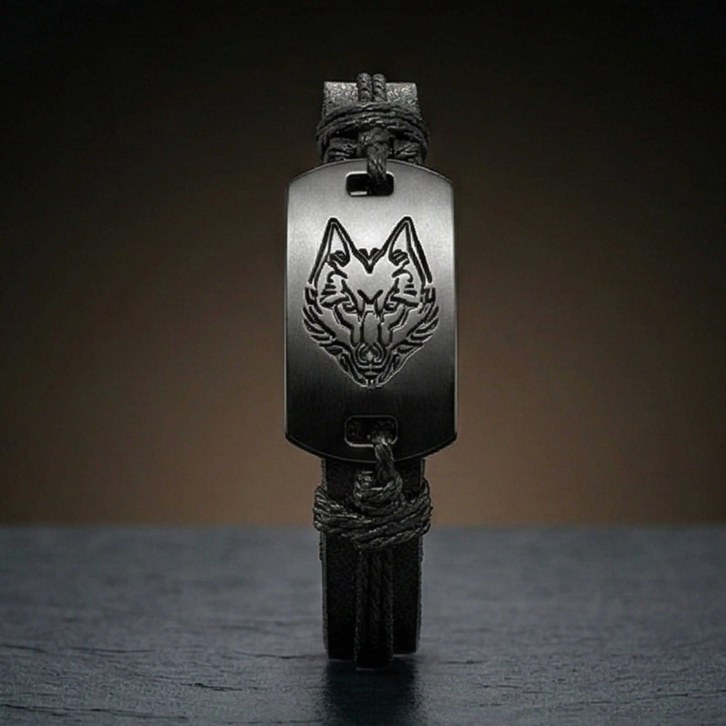 SHADOW WOLF - 22mm Genuine Leather Bracelet for Men & Boys (Adjustable) — Leather Bracelet for Men | THE MEN THING