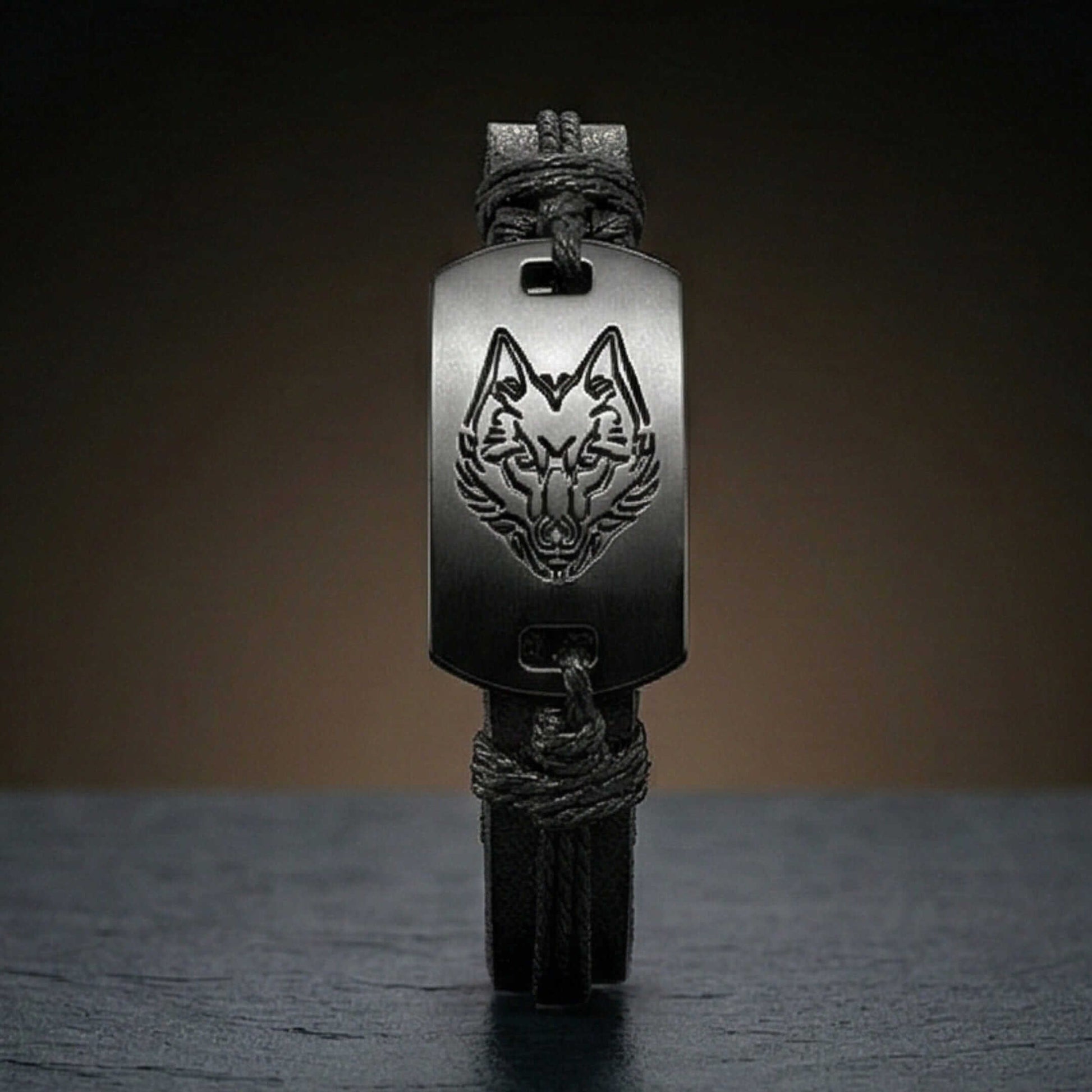 SHADOW WOLF - 22mm Genuine Leather Bracelet for Men & Boys (Adjustable) — Leather Bracelet for Men | THE MEN THING