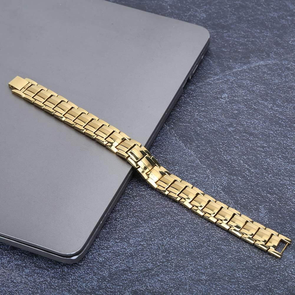 SHARP ITALIAN ELE STYLE - Gold Tone - Pure Titanium Steel Bracelet for Men & Boys - THE MEN THING