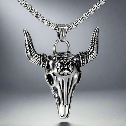 SHEEP HORN - Alloy Pendant with Pure Stainless Steel 24inch Round Box Chain, American trending Style for Men & Boy - THE MEN THING