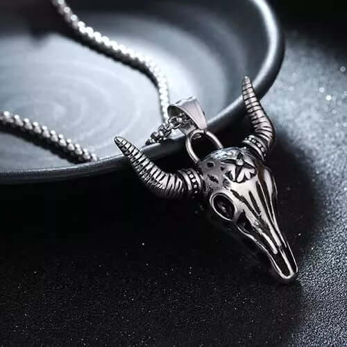 SHEEP HORN - Alloy Pendant with Pure Stainless Steel 24inch Round Box Chain, American trending Style for Men & Boy - THE MEN THING