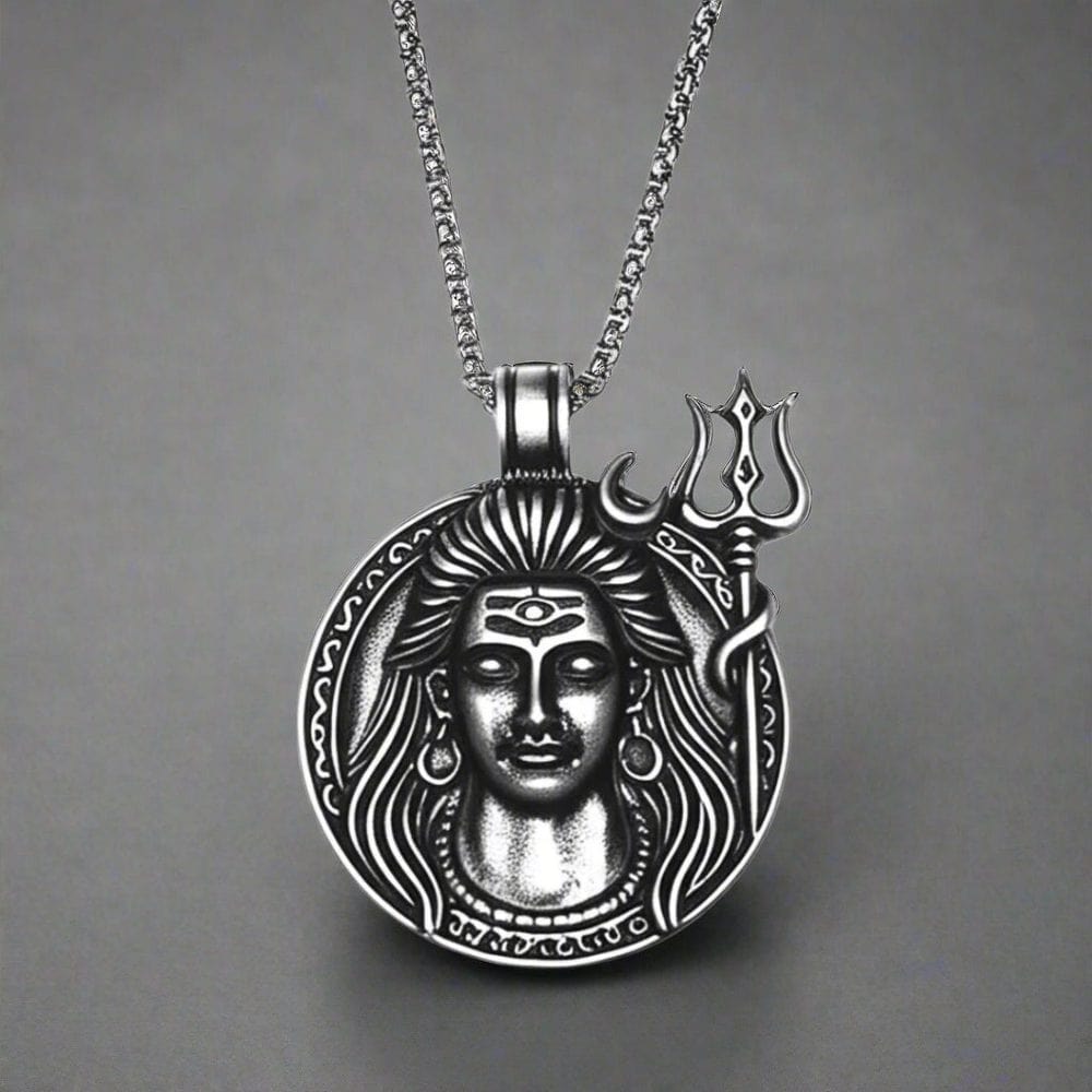 SHIVA THE PROTECTOR - Pure Vintage Pure Steel Pendant with 24inch Round Box Chain for Men & Boys — SS Pendant/ Necklace for Men | THE MEN THING