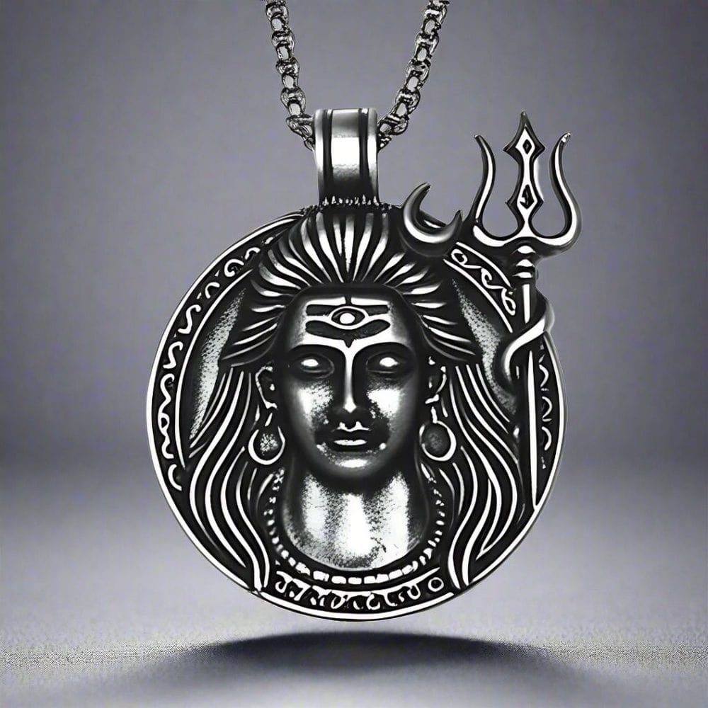 SHIVA THE PROTECTOR - Pure Vintage Pure Steel Pendant with 24inch Round Box Chain for Men & Boys — SS Pendant/ Necklace for Men | THE MEN THING