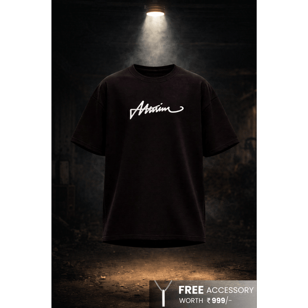 SIGNATURE WAVE Oversized T-Shirt – Black