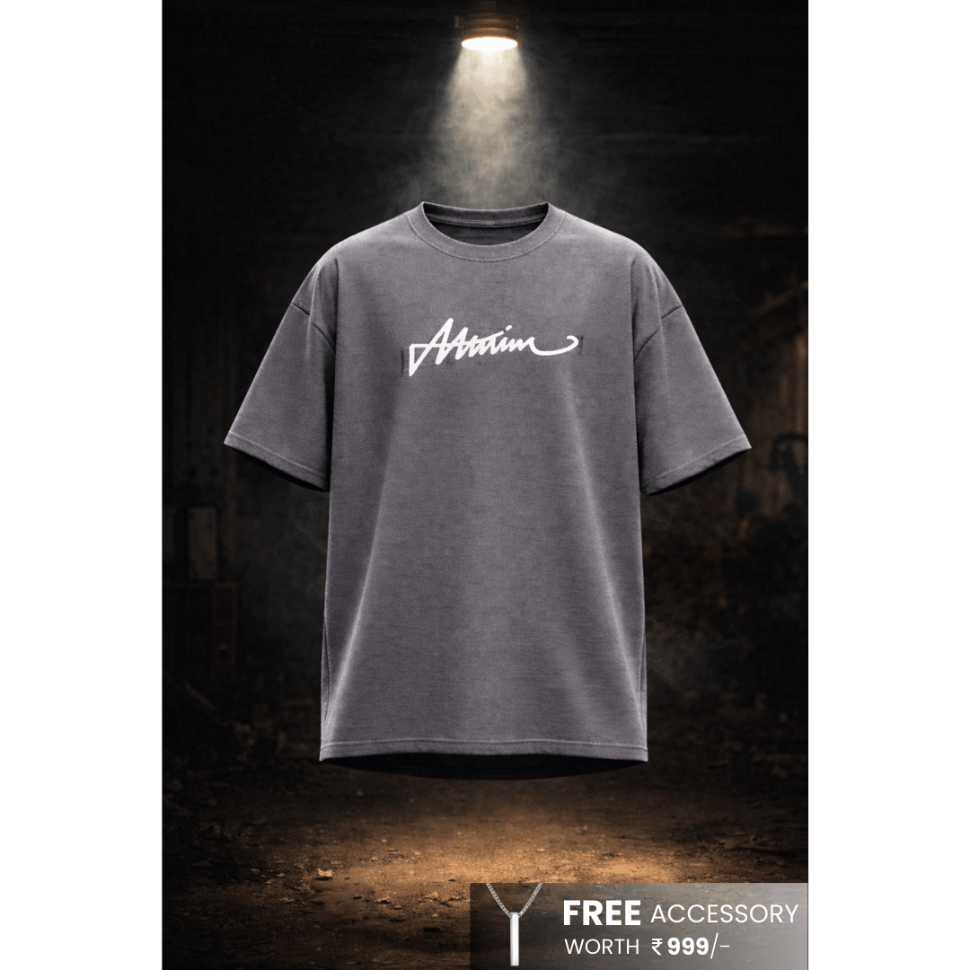 SIGNATURE WAVE Oversized T-Shirt – Grey — for Men | THE MEN THING