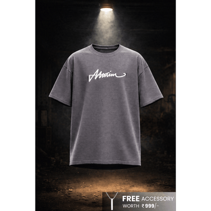 SIGNATURE WAVE Oversized T-Shirt – Grey — for Men | THE MEN THING