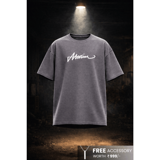 SIGNATURE WAVE Oversized T-Shirt – Grey - THE MEN THING
