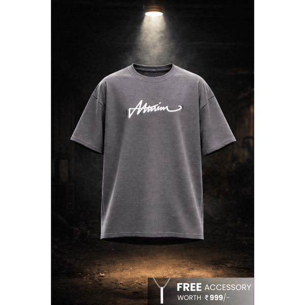 SIGNATURE WAVE Oversized T-Shirt – Grey