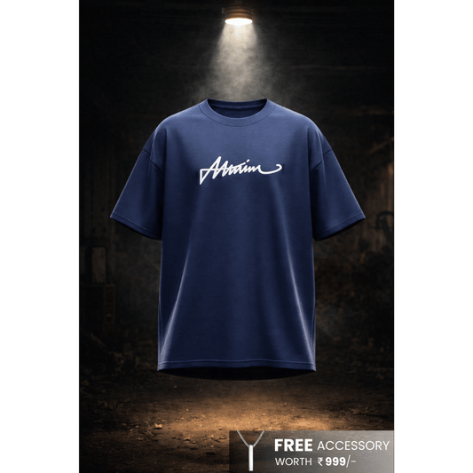 SIGNATURE WAVE Oversized T-Shirt – Navy Blue - THE MEN THING