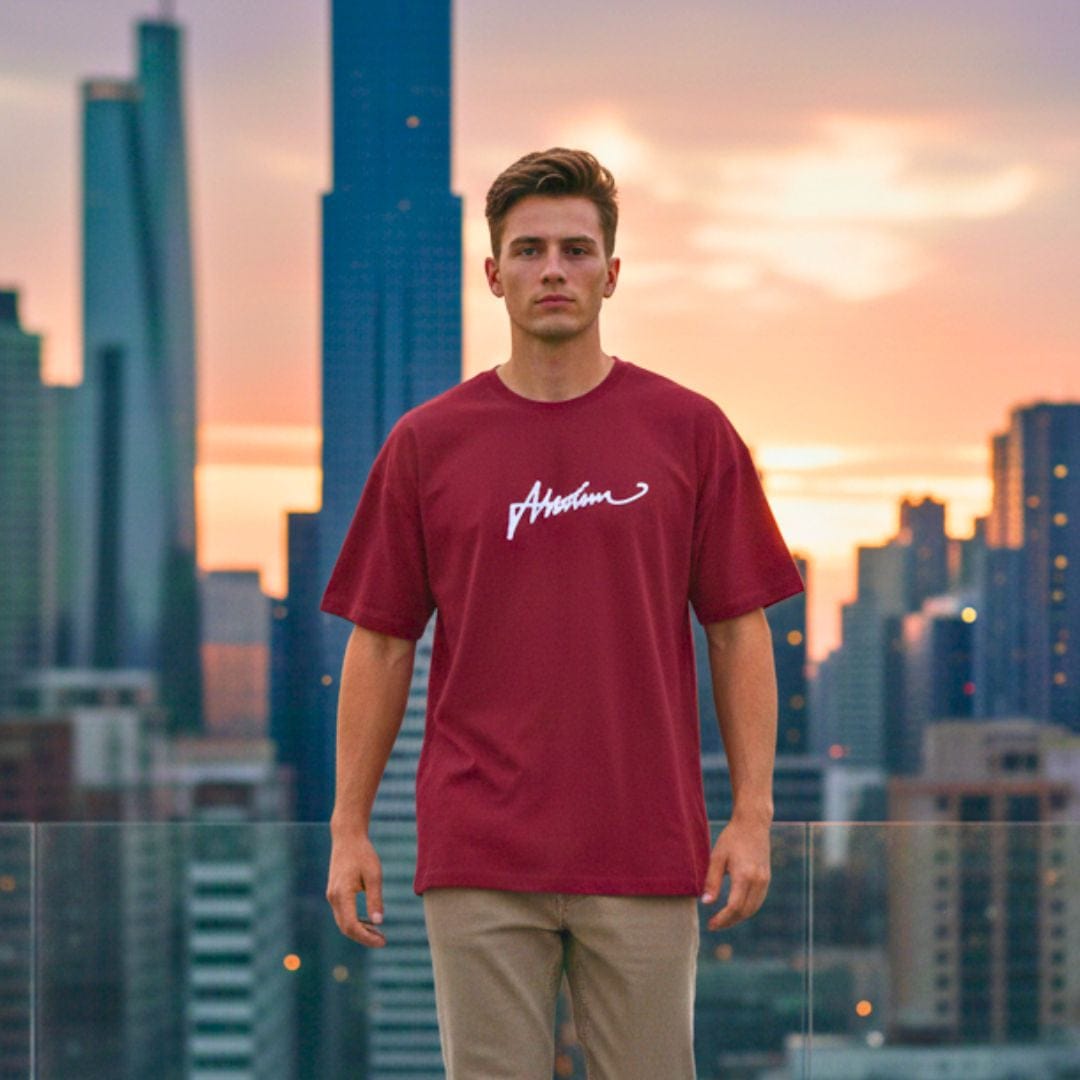 SIGNATURE WAVE Oversized T-Shirt – Red - THE MEN THING