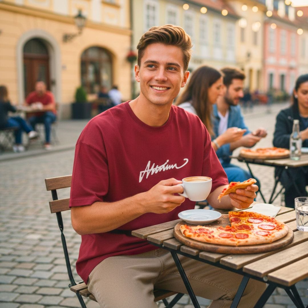 SIGNATURE WAVE Oversized T-Shirt – Red - THE MEN THING