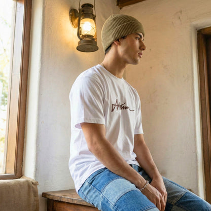 SIGNATURE WAVE Oversized T-Shirt – White - THE MEN THING