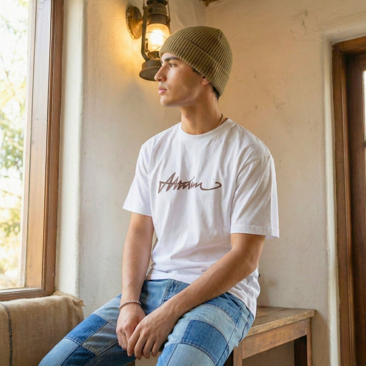 SIGNATURE WAVE Oversized T-Shirt – White - THE MEN THING