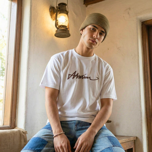 SIGNATURE WAVE Oversized T-Shirt – White - THE MEN THING
